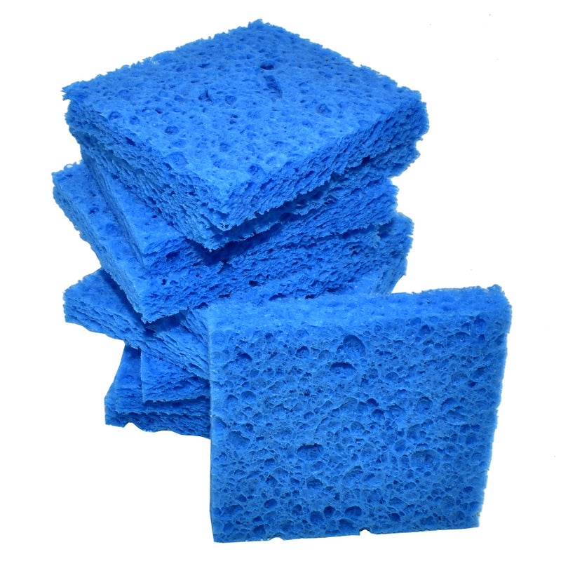BCQLI 10 Pcs Soldering Iron Special High Temperature Sponge,With Holes 60mm x 60mm x 10mm,Blue - Image 1